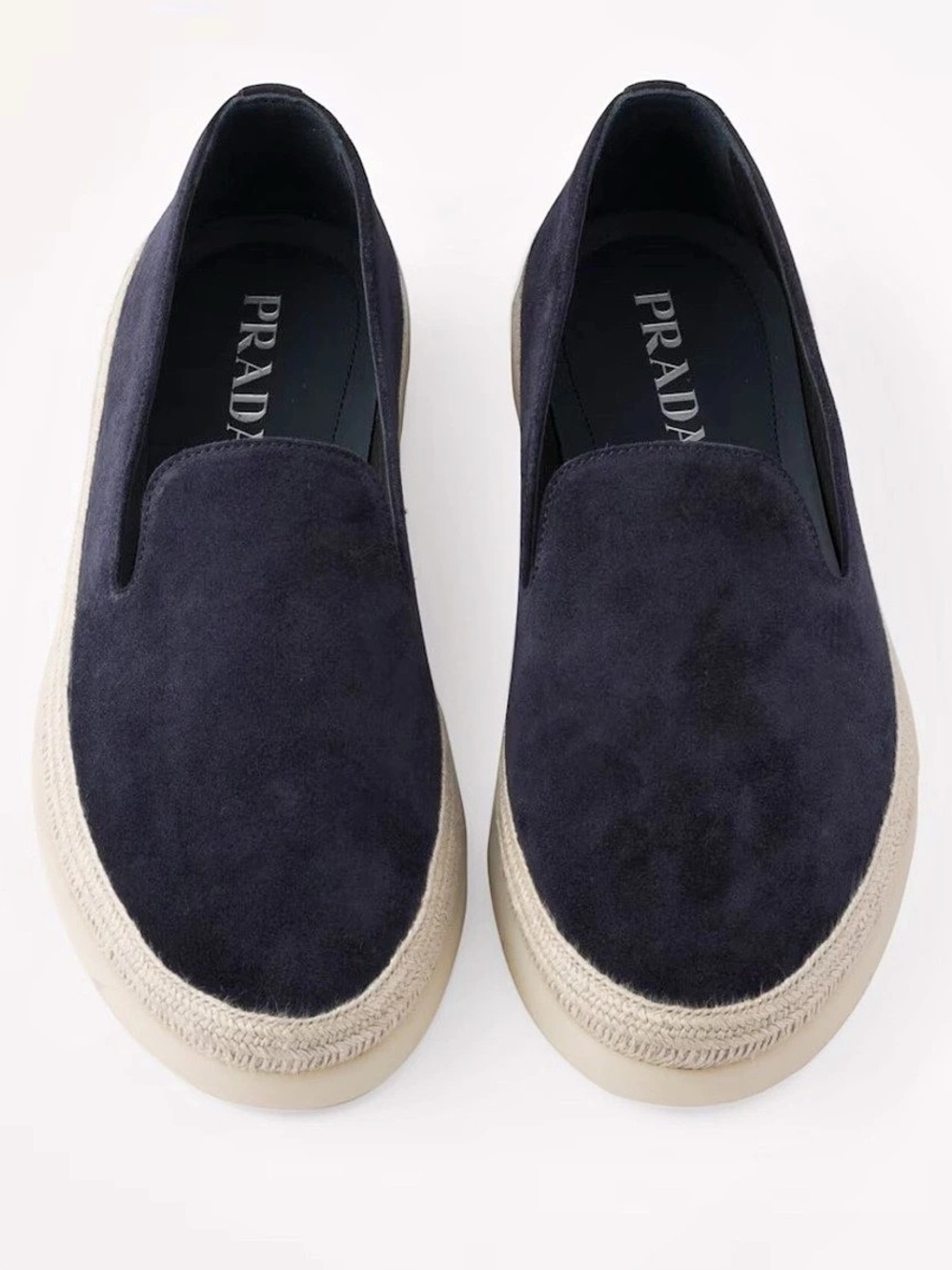 Prada Suede Espadrille Loafers Slip-Ons in Blue